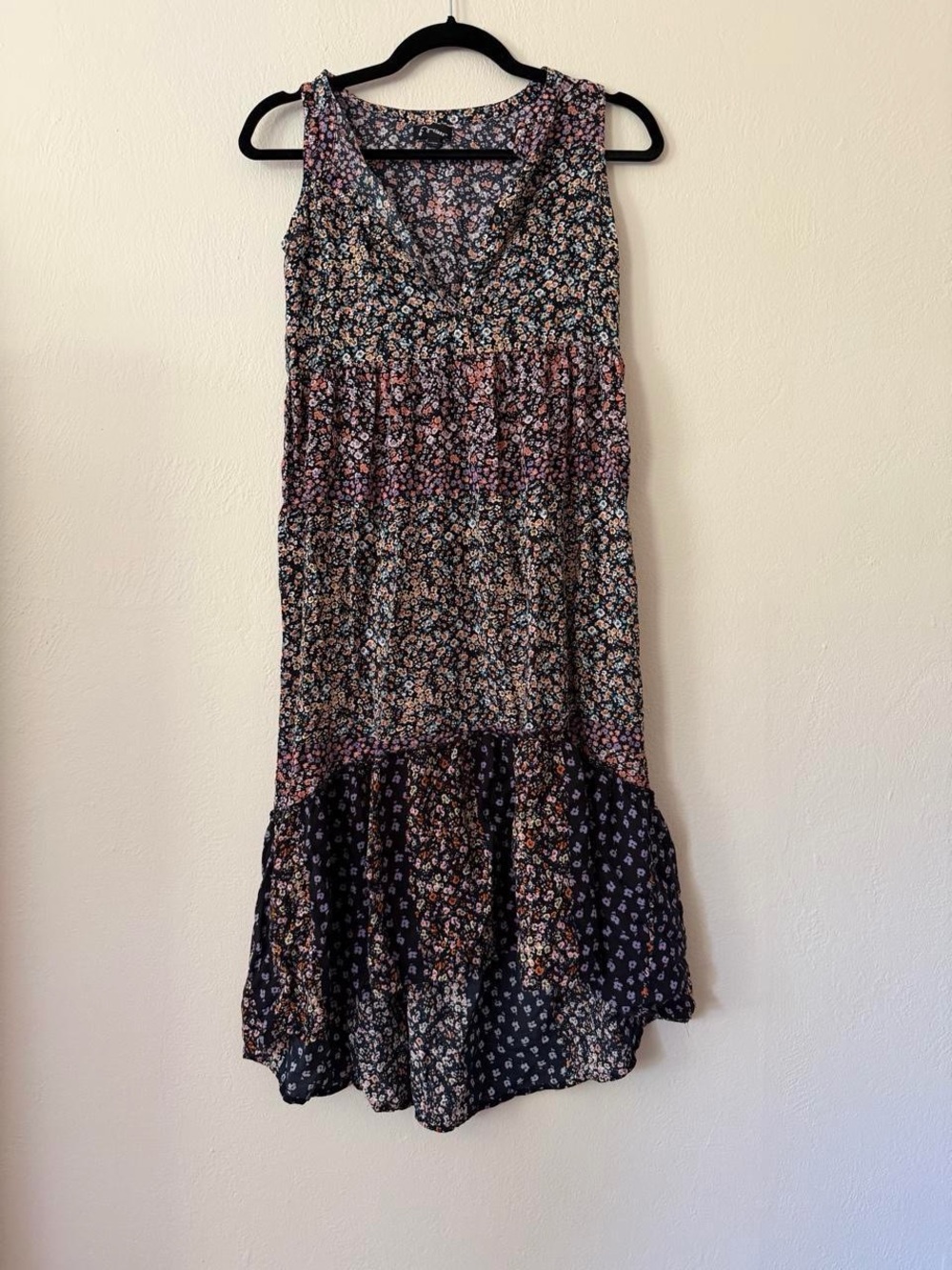 art class Black Floral Maxi Dress with Pink, Cream & Blue Flowers